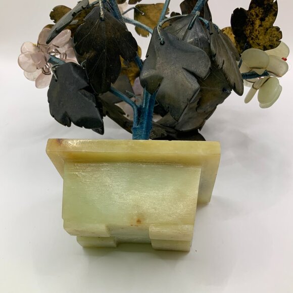 Chinese Vintage Jade and Hardstone Bonsai Tree Sculpture - Picture 2 of 6